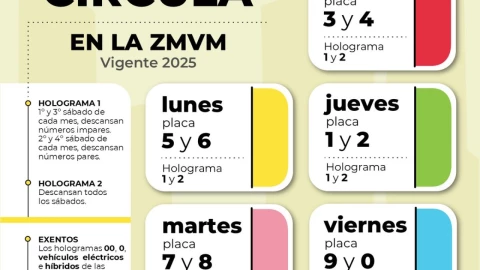 calendario semanal del Hoy No Circula para CDMX y Edomex
