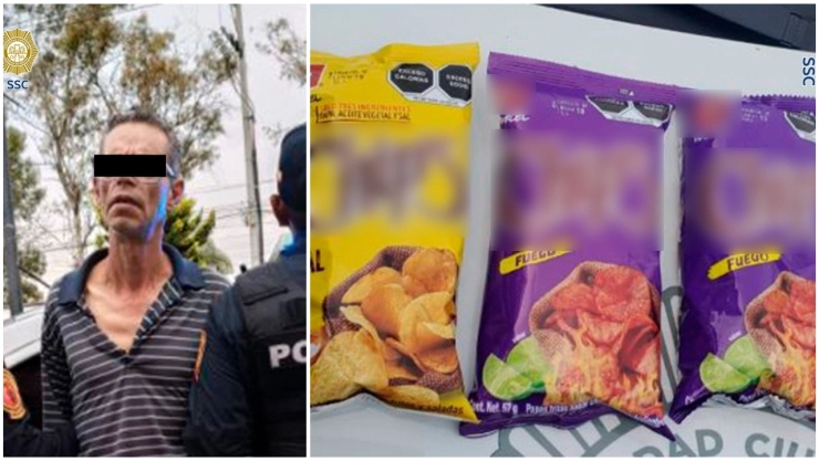 Un sujeto acusado de robar varias veces fue detenido por llevarse sin pagar una papas en CDMX.