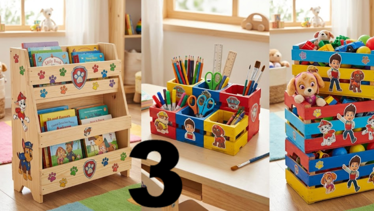 Manualidades de Paw Patrol: 3 ideas para hacer organizadores con madera o huacales para niños