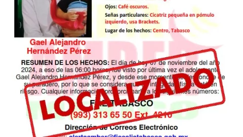 ALERTA AMBER TABASCO: Gael Alejandro fue visto por última vez en Centro, Tabasco