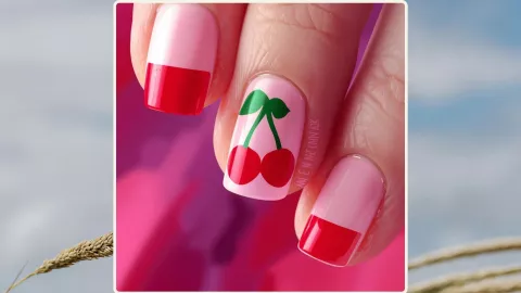 Uñas color cereza brillante