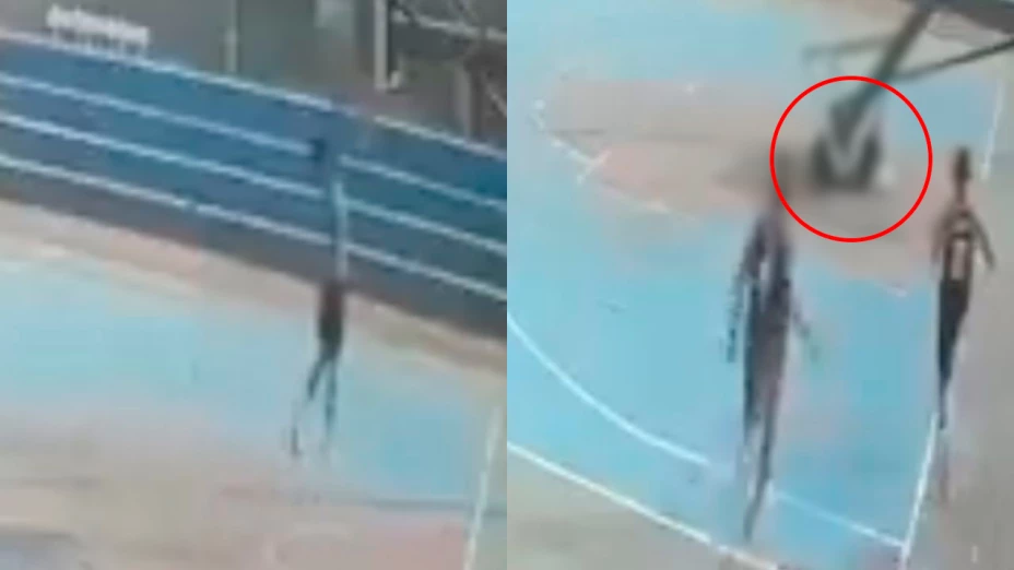 Brutal VIDEO | Adolescente muere tras ser aplastado y partido en dos por una canasta de baloncesto en un entrenamiento