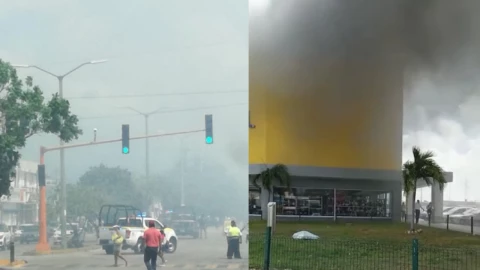 Reportan incendio en la Nichupté con Chac Mool dentro de tienda departamental