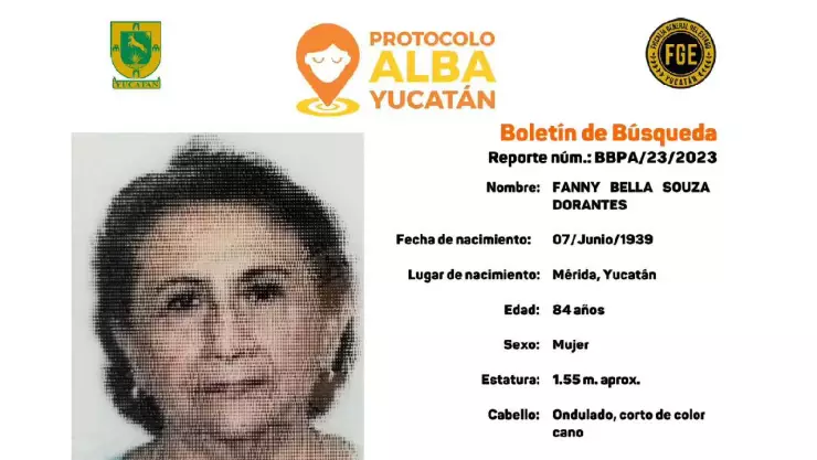 Protocolo Alba en Yucatán Buscan a Fanny Bella Souza Dorantes.