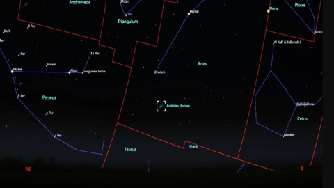 El radiante se encuentra en dirección de la constelación de Aries.