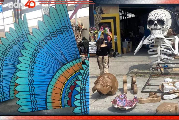 Elaboración de los carros alegóricos para el desfile de Día de Muertos