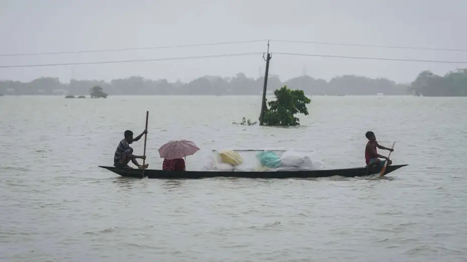 Inundaciones en Sildubi, India.