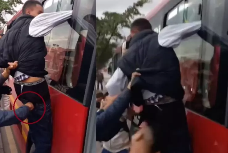 ladrón se queda atorado y lo asaltan