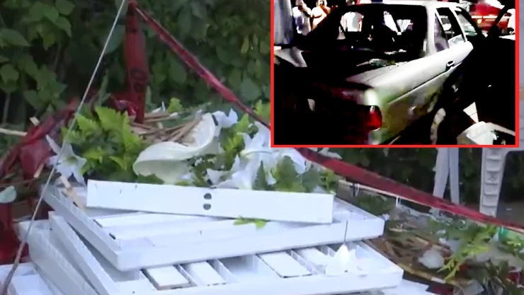 Auto irrumpe en boda