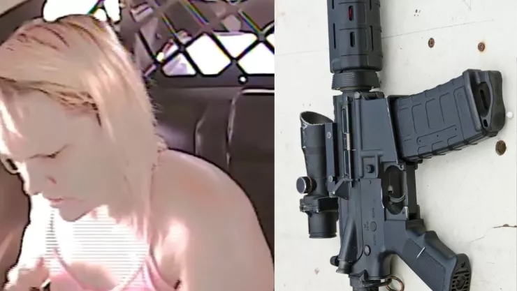 Mujer se quita las esposas y dispara rifle contra policías y un civil.