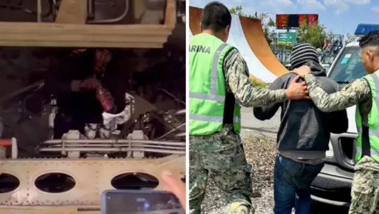 joven escala barda y entra al AICM y a avión