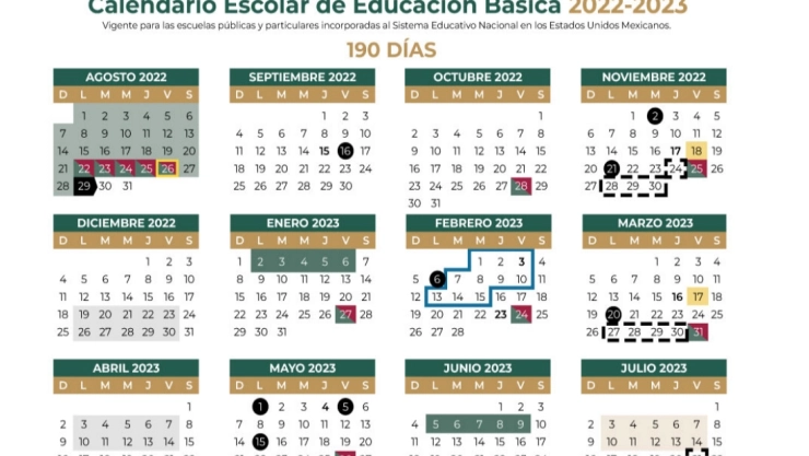 calendario SEP ciclo escolar 2022-2023