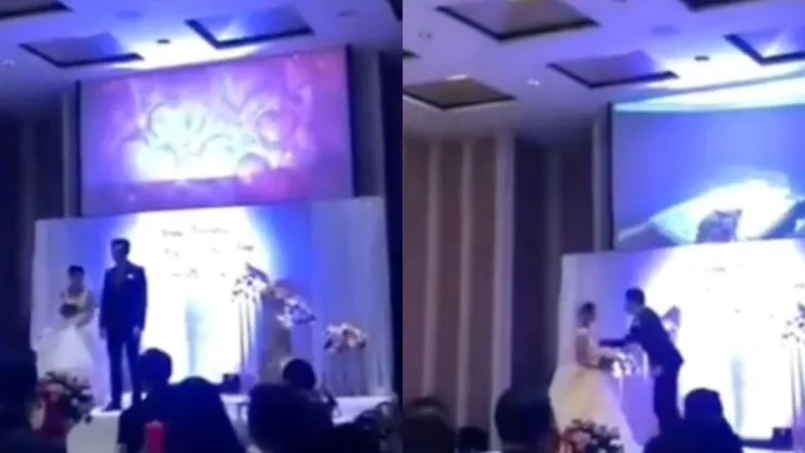 Novio proyecta infidelidad en plena boda y se viraliza