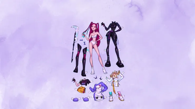 Plantilla de Kpop Demon Hunters estilo Toca Boca de Mira y sus accesorios