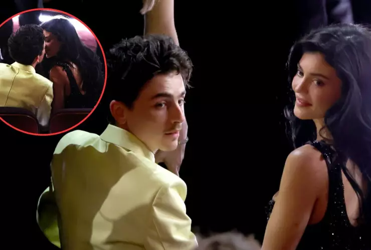 Timothee Chalamet y Kylie Jenner beso en lo oscars 2025