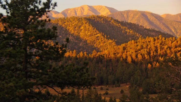 Amanecer en las montañas de San Bernardino, California.