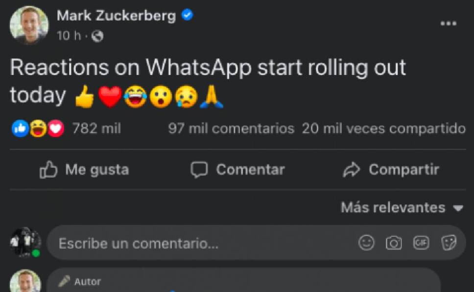 reacciones de whatsApp
