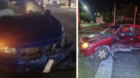 ¡Fuerte accidente de madrugada! Choque en cruce de avenida Chac Mool y Tules en Cancún deja dos lesionados