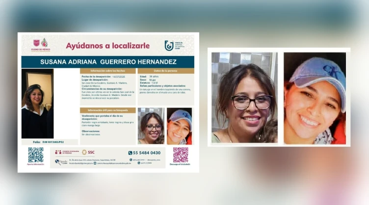 La fisioterapeuta Susana Adriana Guerrero Hernández está desaparecida.