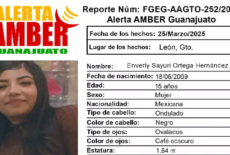 buscan a Enverly Sayuri Ortega Hernández ¿La has visto?