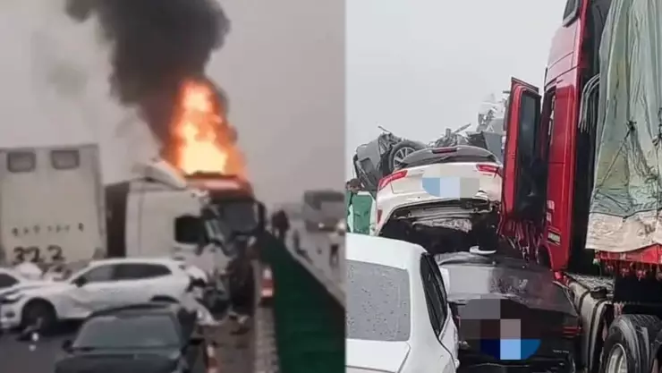 VIDEO “Mega carambola” de 46 carros en China deja 16 muertos
