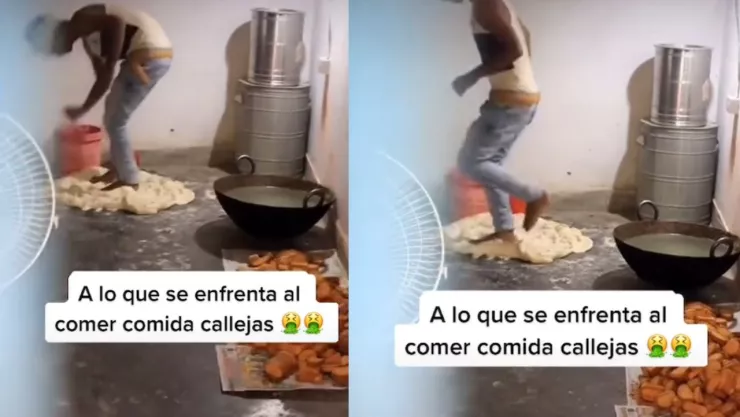 Amasa la masa con los pies