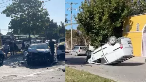 Aparatoso accidente en Cancún: Auto termina volcado en la Región 227 y deja múltiples personas lesionadas; cuerpos de emergencia en el lugar