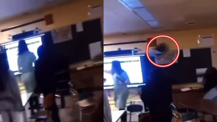 Estudiante agrede a maestra con silla dejándola inconsciente