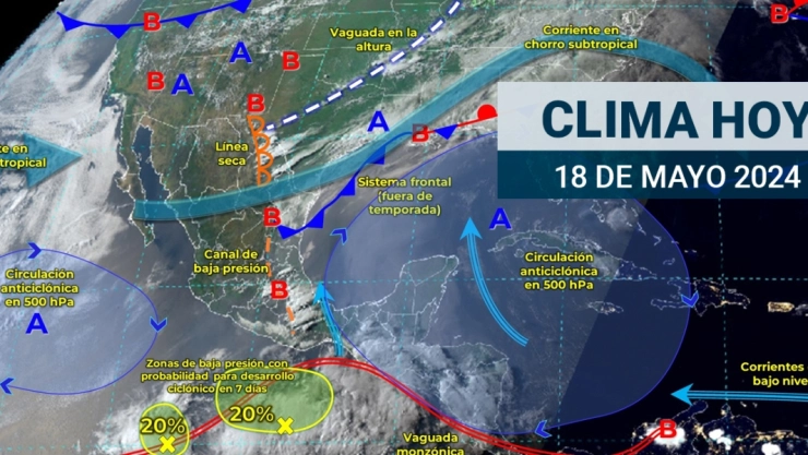 Sábado 18 de mayo con clima lluvioso y cálido en México