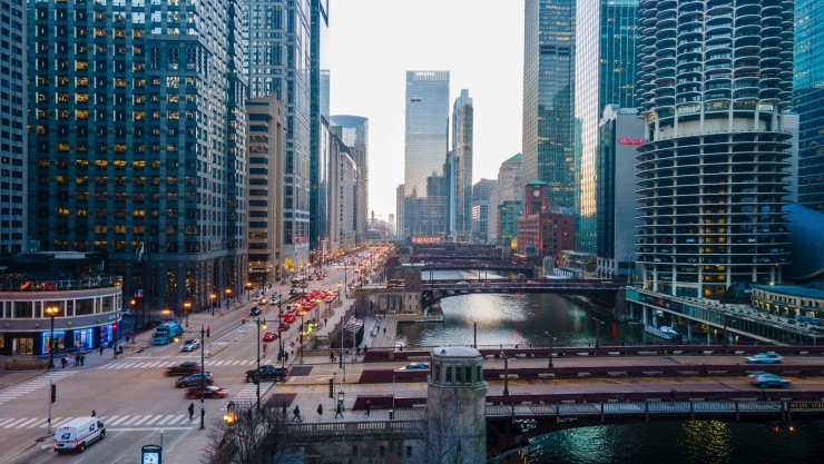 Vista de las calles de la ciudad de Chicago, Illinois