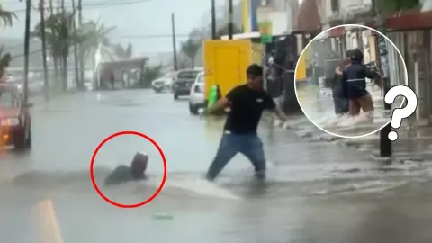 Ciudadanos lograron rescatar al adulto mayor que fue llevado por la corriente