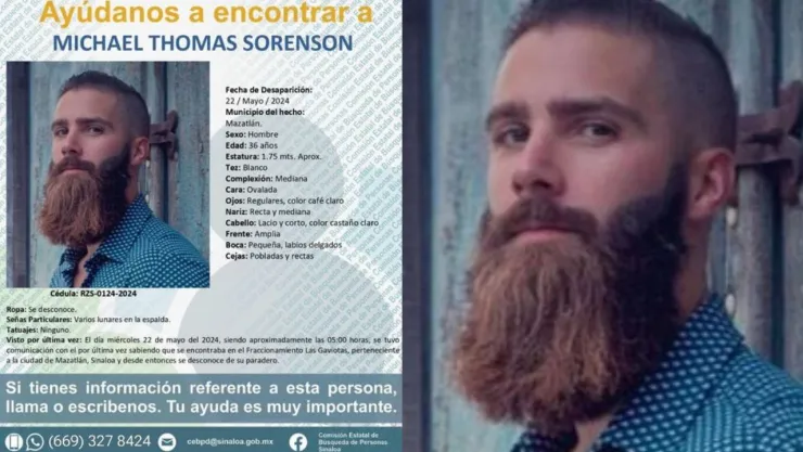 Reportan desaparecido a canadiense Michael Thomas Sorenson Sinaloa
