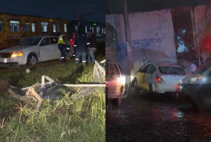 Un auto terminó en las vías del Tren Ligero, mientras que un taxista fue asesinado en Tlaquepaque.
