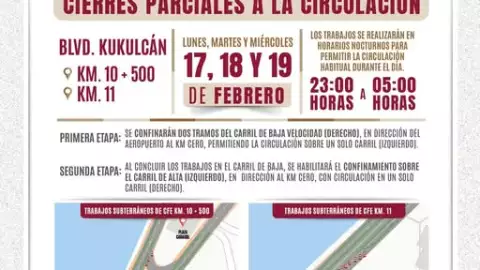 Anuncian cierre parcial en la zona hotelera de Cancún a partir de hoy 17 de febrero Aquí horarios y ruta