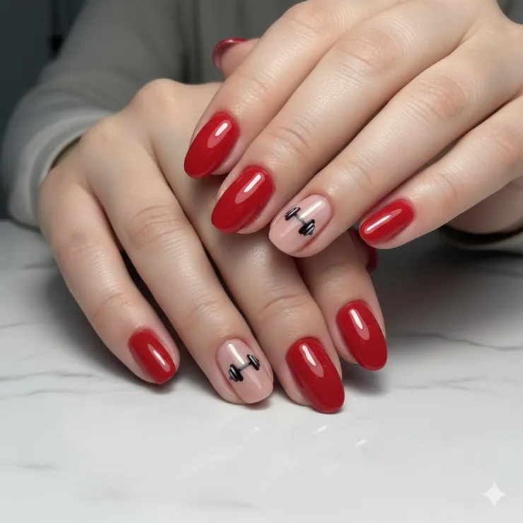 Uñas dibujo de mancuernas