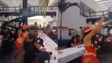 VIDEO: Policías contratan bailarina exótica para posada en Córdoba, Veracruz