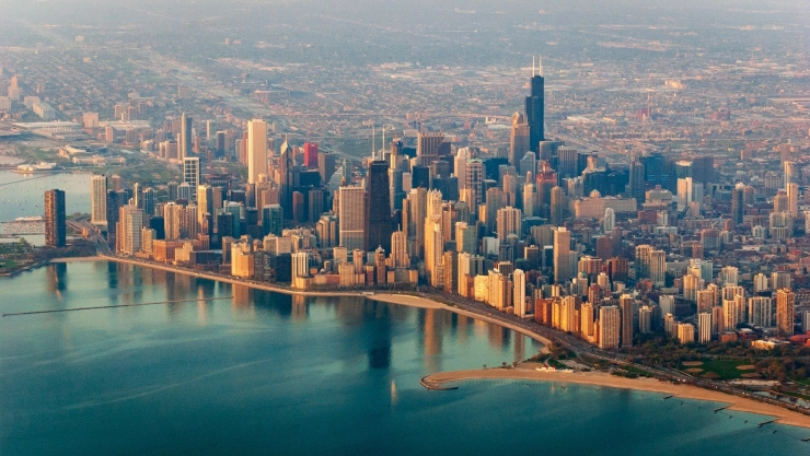 Vista aérea de la ciudad de Chicago, Illinois