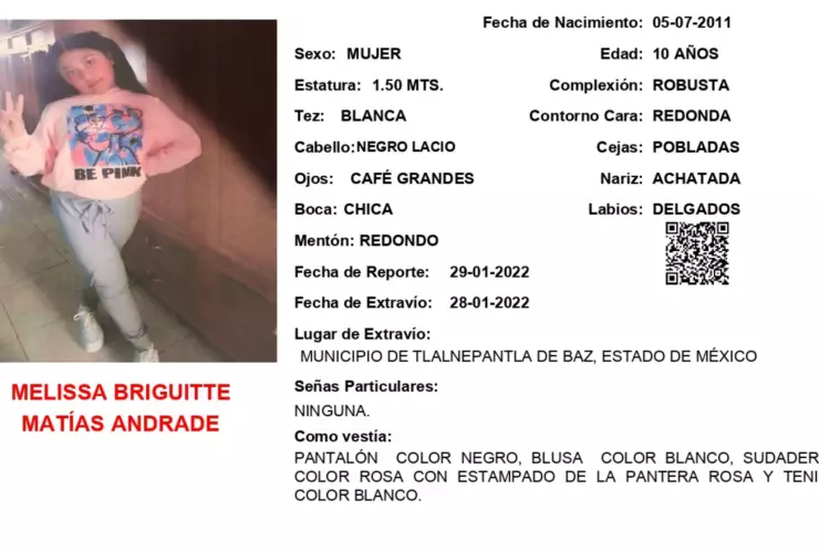 Alerta Amber Melissa Briguitte Matias Edomex