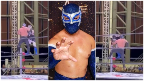 Luchador “Misterius” minutos antes de su caída en la Arena de San Marcos en Aguascalientes