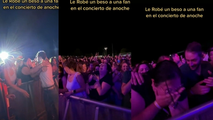 Sebastian Yatra le roba beso a fan.