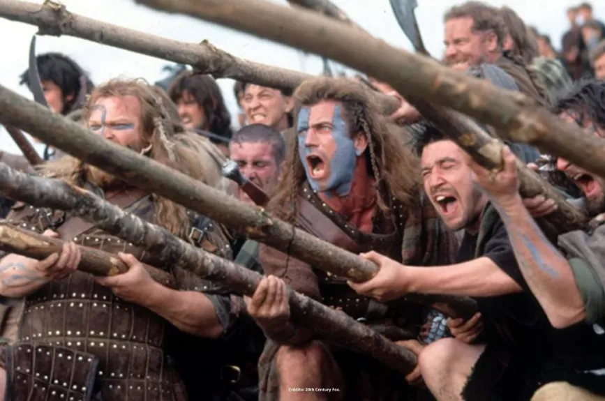 Escena de la película Corazón Valiente (Braveheart) con Mel Gibson por Azteca 7.