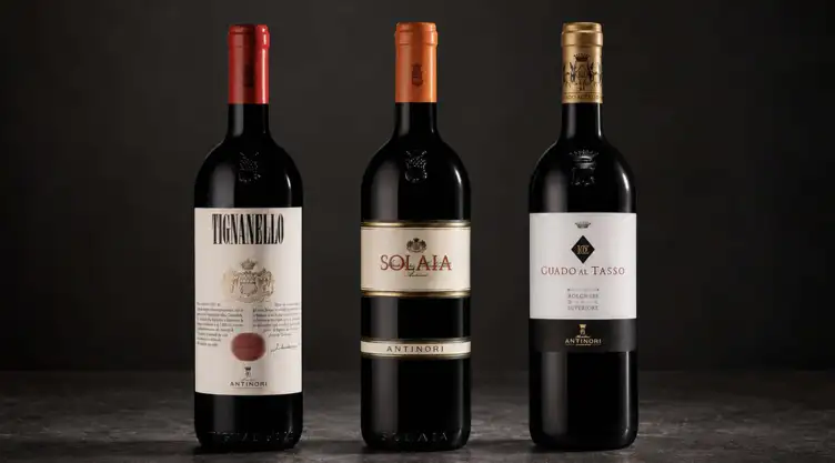 Botellas de vino tino en la bodega Marchesi Antinori.