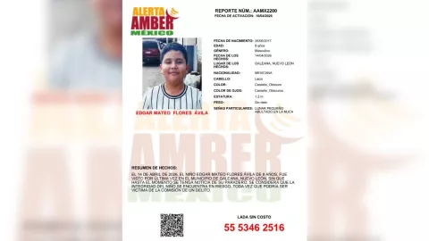 Autoridades activan Alerta AMBER por desaparición de menor en Nuevo León