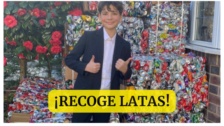 Niño recoge latas