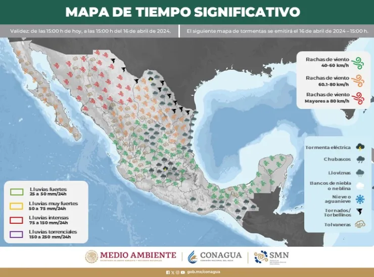 Clima en México hoy 16 de abril de 2024