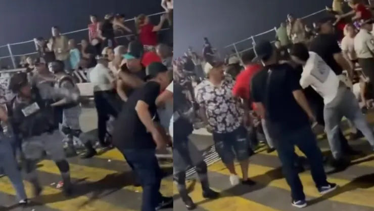 Hombres protagonizan riña en VIDEO al ser desalojados de gradas en Carnaval de Veracruz 2026
