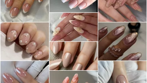 uñas nude almendrada diseños