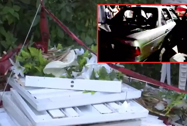 Auto irrumpe en boda