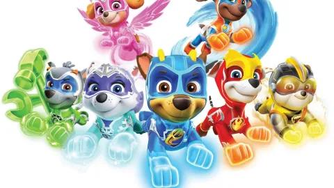 Estilo Mighty Pups con superpoderes y luces de neón