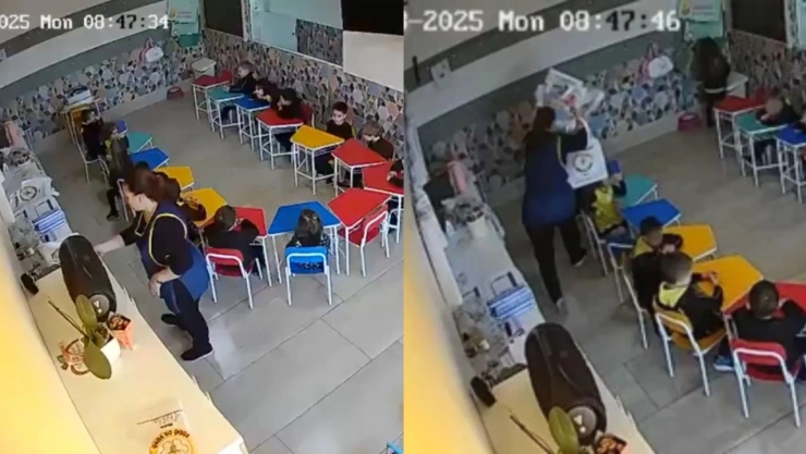 Video dl 18 de agosto de 2025 donde una maestra de Brasil golpea a un alumno de un jardín de niños